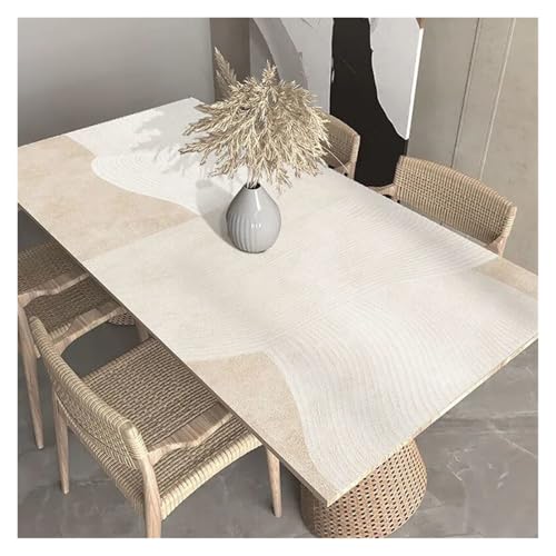 AMEEDA Kunstleder Tischdecke Line Tischset, wasserdicht, ölbeständig, beige gestreift, for den Küchentisch, dekorative Abdeckmatte, PVC-Tischsets(YHT039-B,100x150cm) von AMEEDA