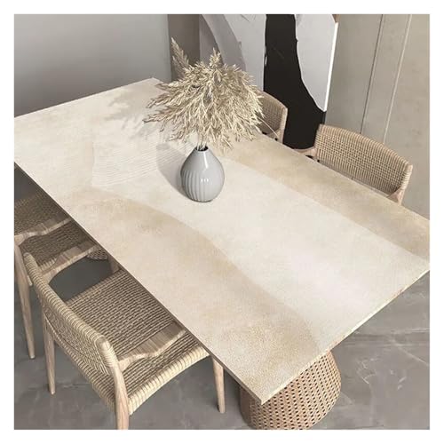 AMEEDA Kunstleder Tischdecke Line Tischset, wasserdicht, ölbeständig, beige gestreift, for den Küchentisch, dekorative Abdeckmatte, PVC-Tischsets(YHT039-C,100x150cm) von AMEEDA