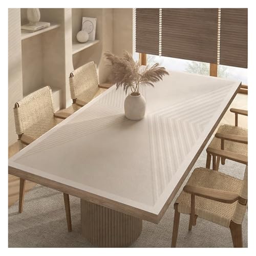 AMEEDA Kunstleder Tischdecke Line Tischset, wasserdicht, ölbeständig, beige gestreift, for den Küchentisch, dekorative Abdeckmatte, PVC-Tischsets(YHT039-E,100x200cm) von AMEEDA