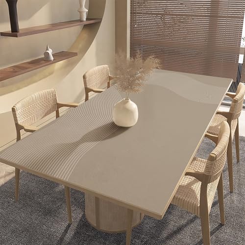 AMEEDA Kunstleder Tischdecke Line Tischset, wasserdicht, ölbeständig, beige gestreift, for den Küchentisch, dekorative Abdeckmatte, PVC-Tischsets(YHT039-F,100x150cm) von AMEEDA