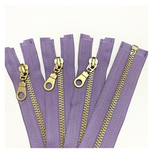 AMEEDA Reißverschluss Set mit 5 Stück 5# Messing-Metall-Reißverschlüssen mit offenem Schwanz und Donut-Reißverschlüssen. Zieht 16-Zoll-Reißverschlüsse for Nähen(Light Purple) von AMEEDA