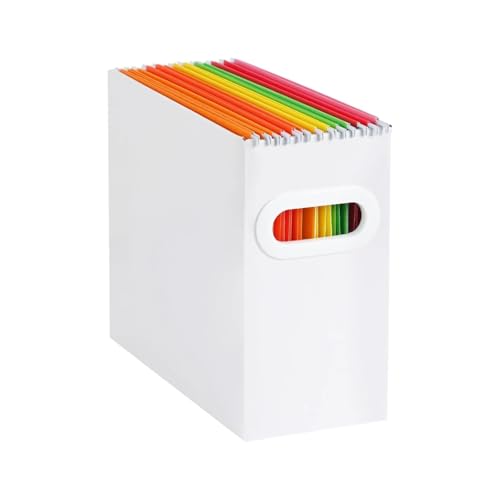 AMEEDA Stehsammler Pappe 2 Stück zusammenklappbare Aktenbox mit Metallgriff, platzsparendes Design ohne Abdeckung, Aufbewahrungsbox, Akten-Organizer for Notizbücher, Zeitschriften, Dokumente(White) von AMEEDA