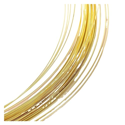 Aluminium Basteldraht 2 Meter/Los 0,4–1,2 mm 14 K/18 K vergoldeter Messingdraht Perlendraht Kordel Schnur for DIY Schmuckherstellung Zubehör(18K Gold,0.4mm x 2Meter) von AMEEDA