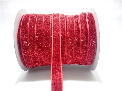 Gurtband 50 yards 48colors funkeln glitter metallic samt band stirnband clips bogen hochzeit dekoration party decor diy 3/8 "width 10mm (Color : 17) von AMEEDA