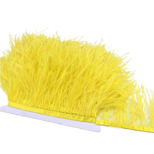 AMENGJ Federschmuck zum Nähen 1/3M Plume Feder Trim Hochzeit Decor Federn Band Handwerk DIY Nähen Kleid Party Zubehör 8-10cm(Yellow,3.0M) von AMENGJ