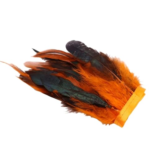 AMENGJ Federschmuck zum Nähen 1 Meter Federbesatz Fransen for Bastelarbeiten, Plumas, 13–18 cm, schwarzes Federband, for Selbermachen, Nähen, Kleidung, Party-Dekorationen(Orange) von AMENGJ