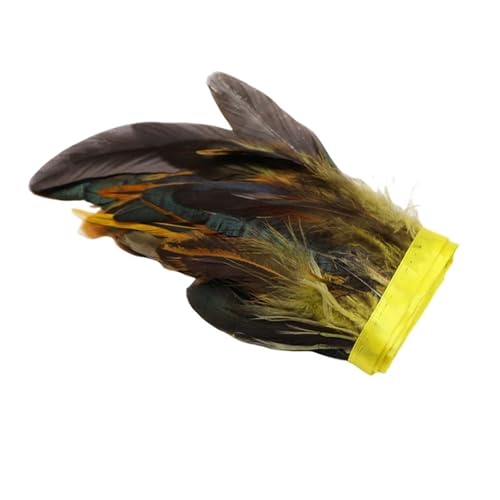 AMENGJ Federschmuck zum Nähen 1 Meter Federbesatz Fransen for Bastelarbeiten, Plumas, 13–18 cm, schwarzes Federband, for Selbermachen, Nähen, Kleidung, Party-Dekorationen(Yellow) von AMENGJ