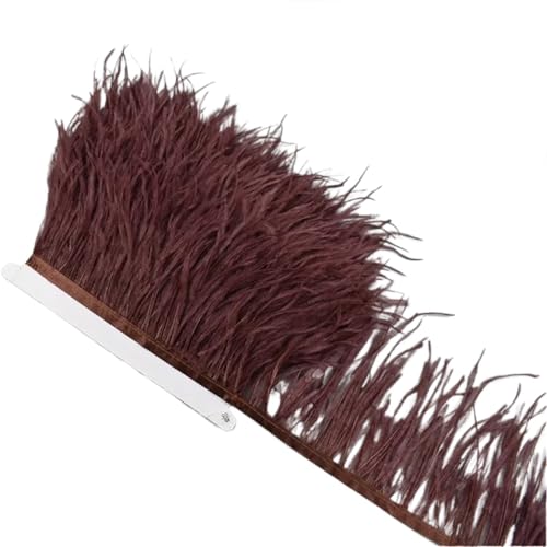 AMENGJ Federschmuck zum Nähen 1 Meter Federn auf Band 10-15 cm Feder Quaste Fransenbesatz Nähen Flecos Handarbeiten Kleidung Dekoration(Dark Brown) von AMENGJ