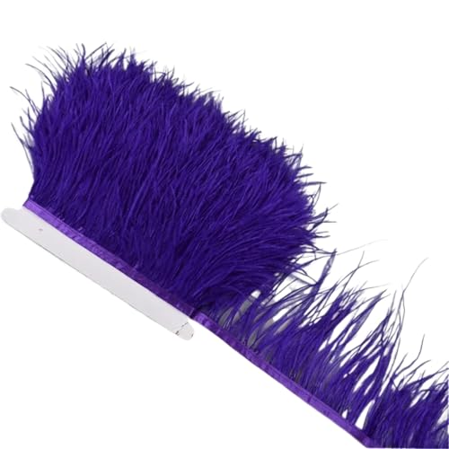 AMENGJ Federschmuck zum Nähen 1 Meter Federn auf Band 10-15 cm Feder Quaste Fransenbesatz Nähen Flecos Handarbeiten Kleidung Dekoration(Deep Purple) von AMENGJ