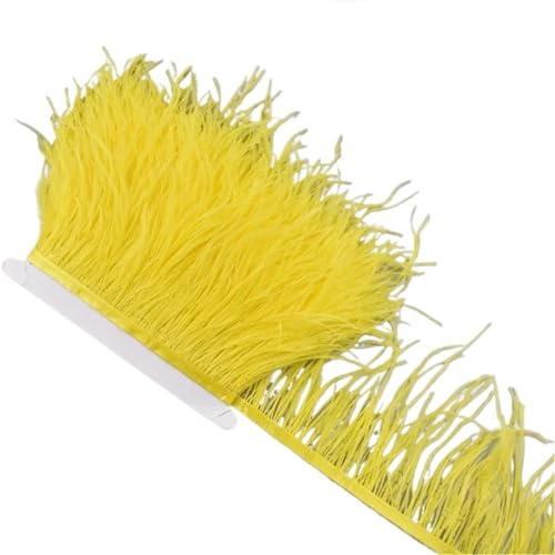 AMENGJ Federschmuck zum Nähen 1 Meter Federn auf Band 10-15 cm Feder Quaste Fransenbesatz Nähen Flecos Handarbeiten Kleidung Dekoration(Yellow) von AMENGJ