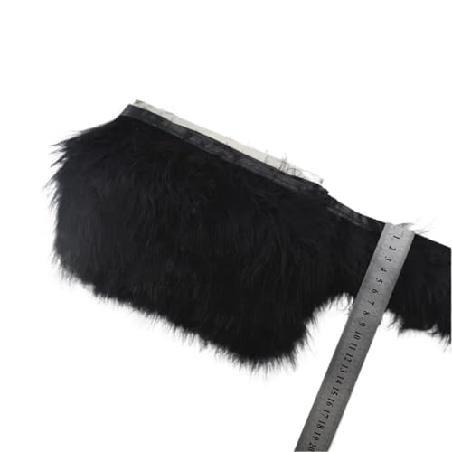 AMENGJ Federschmuck zum Nähen 1 Meter Flauschige Federn Quaste Fransen Feder auf Band Borte Band Handwerk Hochzeit Dekoration Dekor(Black) von AMENGJ