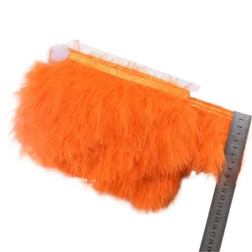 AMENGJ Federschmuck zum Nähen 1 Meter Flauschige Federn Quaste Fransen Feder auf Band Borte Band Handwerk Hochzeit Dekoration Dekor(Orange) von AMENGJ