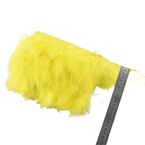 AMENGJ Federschmuck zum Nähen 1 Meter Flauschige Federn Quaste Fransen Feder auf Band Borte Band Handwerk Hochzeit Dekoration Dekor(Yellow) von AMENGJ