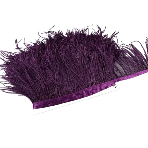 AMENGJ Federschmuck zum Nähen 10–15 cm Federn auf Band Fransenbesatz for Aufnähen von Besätzen, weiße Federn in Kleidern(Dark Purple,10 Meters) von AMENGJ