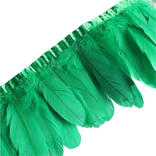 AMENGJ Federschmuck zum Nähen 10 Meter Feder Fringe Band Handwerk Zubehör Federn Trimmt Plumas Kleid Dekoration(Dark Green) von AMENGJ