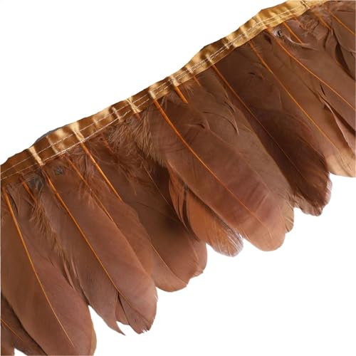 AMENGJ Federschmuck zum Nähen 10 Meter Feder Fringe Band Handwerk Zubehör Federn Trimmt Plumas Kleid Dekoration(Deep Gold) von AMENGJ