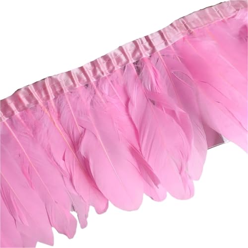 AMENGJ Federschmuck zum Nähen 10 Meter Feder Fringe Band Handwerk Zubehör Federn Trimmt Plumas Kleid Dekoration(Deep pink) von AMENGJ