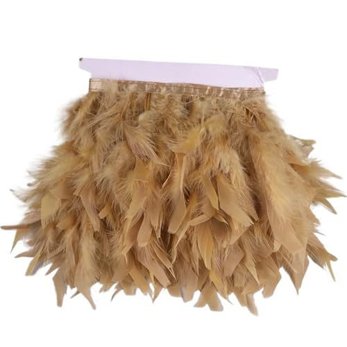 AMENGJ Federschmuck zum Nähen 10 Meter Feder Trim Fringe 10-15CM Federn Band Handwerk Kleidung Kleid Nähen Plumes Dekoration(Gold) von AMENGJ