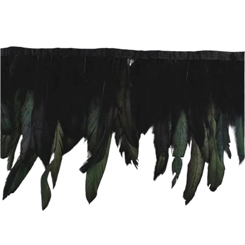 AMENGJ Federschmuck zum Nähen 10 Meter Federn Quaste Fringe Trim auf Band Feder Kleidung Band Nähen Garnituren Zubehör(Black) von AMENGJ