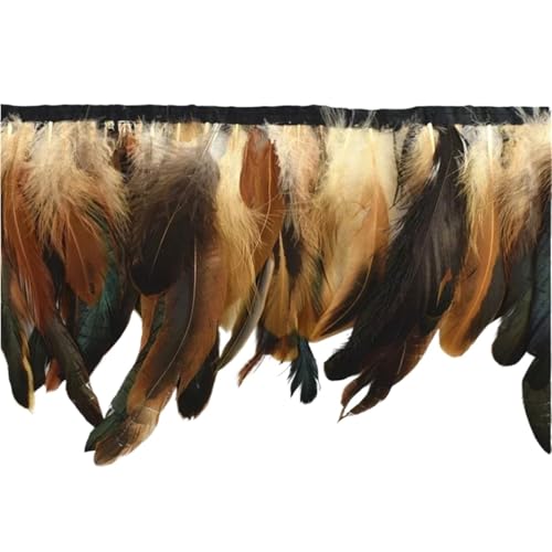 AMENGJ Federschmuck zum Nähen 10 Meter Federn Quaste Fringe Trim auf Band Feder Kleidung Band Nähen Garnituren Zubehör(Color 1) von AMENGJ