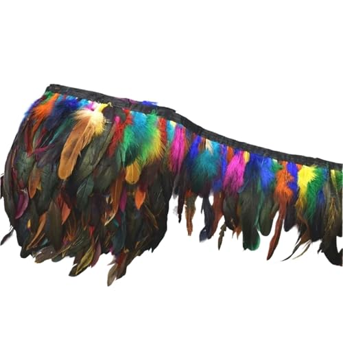 AMENGJ Federschmuck zum Nähen 10 Meter Federn Quaste Fringe Trim auf Band Feder Kleidung Band Nähen Garnituren Zubehör(Color 9) von AMENGJ