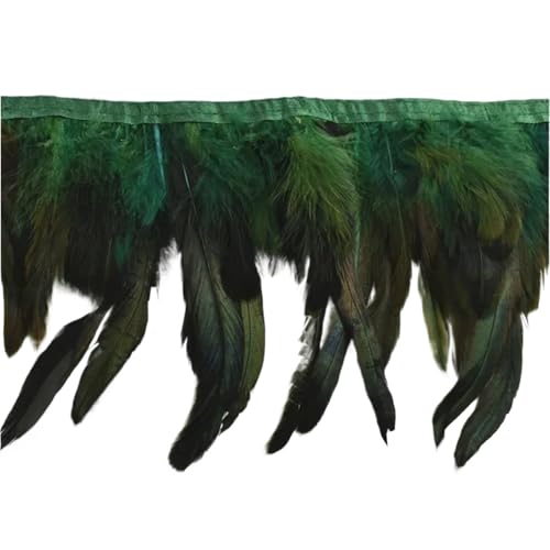 AMENGJ Federschmuck zum Nähen 10 Meter Federn Quaste Fringe Trim auf Band Feder Kleidung Band Nähen Garnituren Zubehör(Dark Green) von AMENGJ