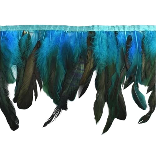 AMENGJ Federschmuck zum Nähen 10 Meter Federn Quaste Fringe Trim auf Band Feder Kleidung Band Nähen Garnituren Zubehör(Lake Blue) von AMENGJ