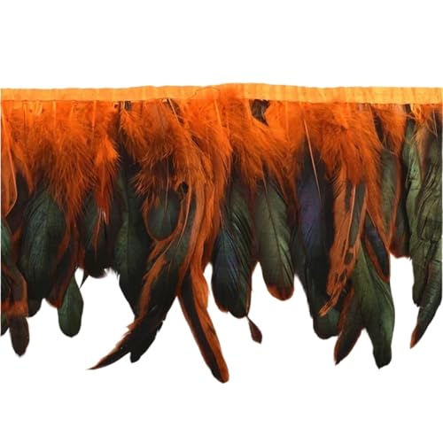 AMENGJ Federschmuck zum Nähen 10 Meter Federn Quaste Fringe Trim auf Band Feder Kleidung Band Nähen Garnituren Zubehör(Orange) von AMENGJ