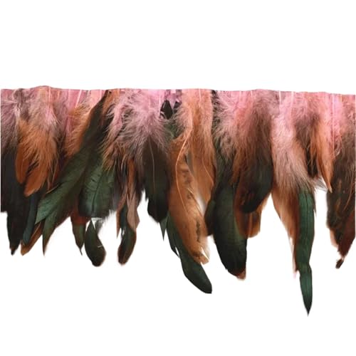 AMENGJ Federschmuck zum Nähen 10 Meter Federn Quaste Fringe Trim auf Band Feder Kleidung Band Nähen Garnituren Zubehör(Pink) von AMENGJ