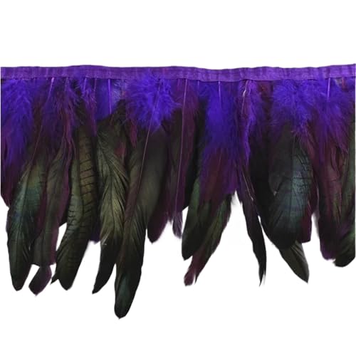 AMENGJ Federschmuck zum Nähen 10 Meter Federn Quaste Fringe Trim auf Band Feder Kleidung Band Nähen Garnituren Zubehör(Purple) von AMENGJ