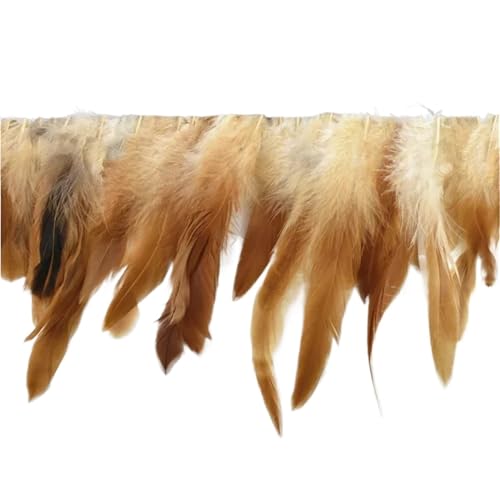 AMENGJ Federschmuck zum Nähen 10 Meter Federn Quaste Fringe Trim auf Band Feder Kleidung Band Nähen Garnituren Zubehör(Yellow) von AMENGJ