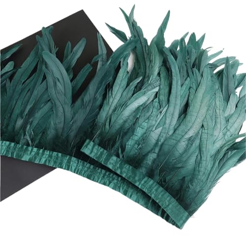 AMENGJ Federschmuck zum Nähen 10 Meter Schwanzfedern Trim 25-30cm Federn Trimmen for Handarbeit Handwerk Kleid Rock(Green) von AMENGJ