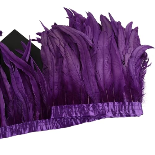 AMENGJ Federschmuck zum Nähen 10 Meter Schwanzfedern Trim 25-30cm Federn Trimmen for Handarbeit Handwerk Kleid Rock(Purple) von AMENGJ