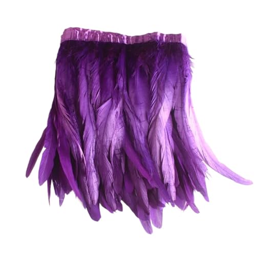 AMENGJ Federschmuck zum Nähen 10 Yard Schwanzfederbesätze for Handarbeiten, DIY-Handarbeiten, 25–30 cm Federfransen for Kleidungszubehör(Purple,6 Yard) von AMENGJ