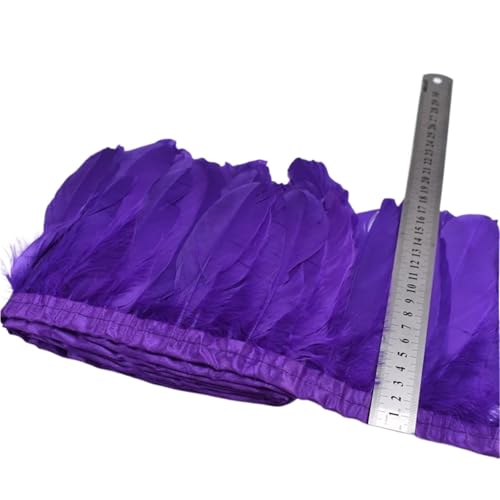 AMENGJ Federschmuck zum Nähen 10Meter Federn Besätze Fransen for Handarbeiten Nähen Kleidung Plume 15-20cm DIY Hochzeit Feder Dekorative(Deep Purple,6 Meters) von AMENGJ