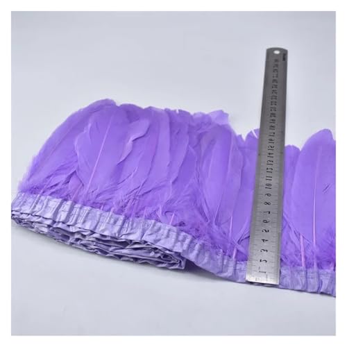 AMENGJ Federschmuck zum Nähen 10Meter Federn Besätze Fransen for Handarbeiten Nähen Kleidung Plume 15-20cm DIY Hochzeit Feder Dekorative(Light Purple,10 Meters) von AMENGJ