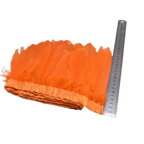 AMENGJ Federschmuck zum Nähen 10Meter Federn Besätze Fransen for Handarbeiten Nähen Kleidung Plume 15-20cm DIY Hochzeit Feder Dekorative(Orange,10 Meters) von AMENGJ