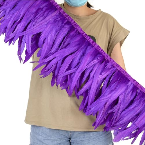 AMENGJ Federschmuck zum Nähen 1M Schwanzfedern Trimmt DIY Handwerk Nähen Kostüm Dekor Plumas Hochzeit Frau Kleid 25-30cm(Purple) von AMENGJ