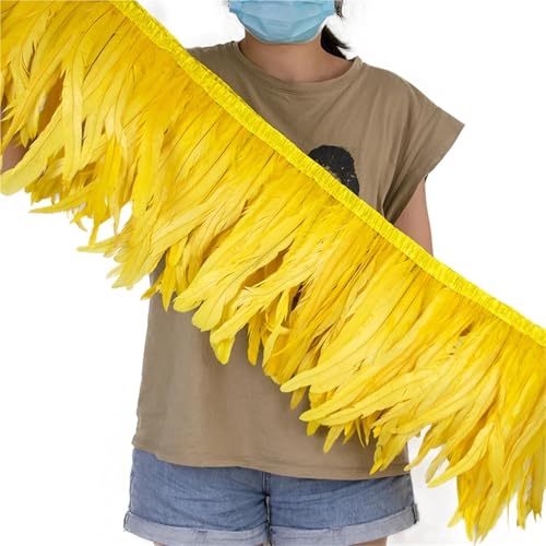 AMENGJ Federschmuck zum Nähen 1M Schwanzfedern Trimmt DIY Handwerk Nähen Kostüm Dekor Plumas Hochzeit Frau Kleid 25-30cm(Yellow) von AMENGJ