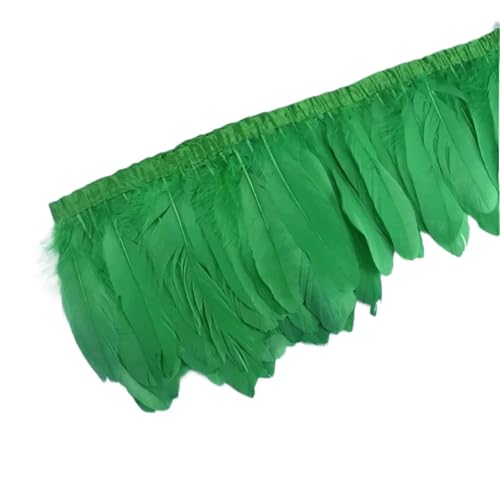 AMENGJ Federschmuck zum Nähen 2 Yards Farbiger Gänsefederbesatz Fransen Gänsefedern auf Band Kleidung Nähbesätze Handarbeiten Kleidungszubehör Dekor(Color 10) von AMENGJ