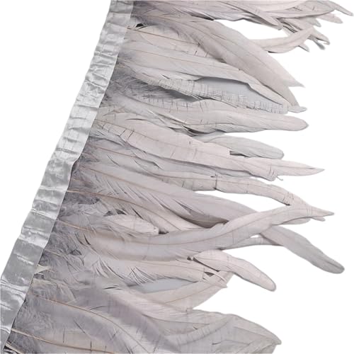 AMENGJ Federschmuck zum Nähen 25-30cm Federbesatz Federn Borte Federband Kleid Rock Dekoration(Grey,10 Yards) von AMENGJ