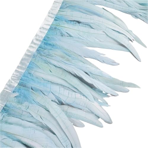 AMENGJ Federschmuck zum Nähen 25-30cm Federbesatz Federn Borte Federband Kleid Rock Dekoration(Light Blue,10 Yards) von AMENGJ