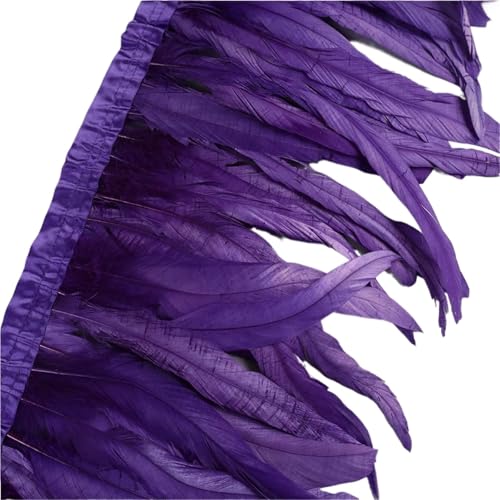 AMENGJ Federschmuck zum Nähen 25-30cm Federbesatz Federn Borte Federband Kleid Rock Dekoration(Purple,10 Yards) von AMENGJ