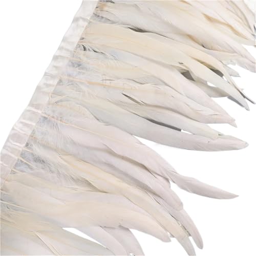 AMENGJ Federschmuck zum Nähen 25-30cm Federbesatz Federn Borte Federband Kleid Rock Dekoration(White,10 Yards) von AMENGJ