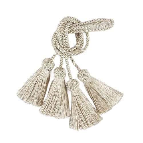 AMENGJ Quaste Vorhangschnur 1 Paar Quaste Vorhang Raffhalter Zimmer Zubehör Vorhang Schnalle Halter Seil Handgemachte Webart Quaste Fringe Verband Hause Dekoration(Beige) von AMENGJ