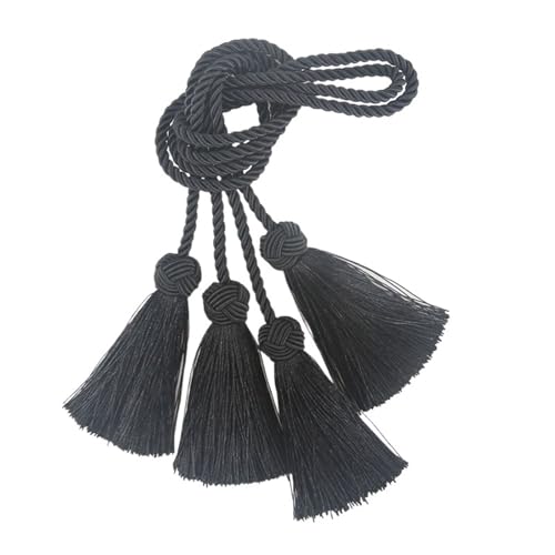 AMENGJ Quaste Vorhangschnur 1 Paar Quaste Vorhang Raffhalter Zimmer Zubehör Vorhang Schnalle Halter Seil Handgemachte Webart Quaste Fringe Verband Hause Dekoration(Black) von AMENGJ