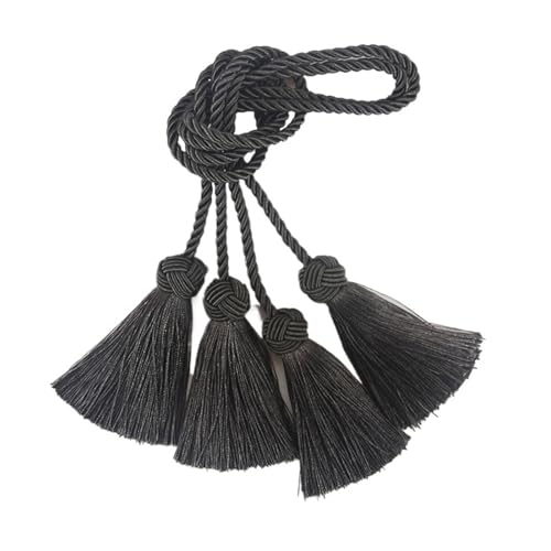 AMENGJ Quaste Vorhangschnur 1 Paar Quaste Vorhang Raffhalter Zimmer Zubehör Vorhang Schnalle Halter Seil Handgemachte Webart Quaste Fringe Verband Hause Dekoration(Black Grey) von AMENGJ