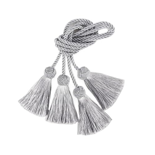 AMENGJ Quaste Vorhangschnur 1 Paar Quaste Vorhang Raffhalter Zimmer Zubehör Vorhang Schnalle Halter Seil Handgemachte Webart Quaste Fringe Verband Hause Dekoration(Grey) von AMENGJ