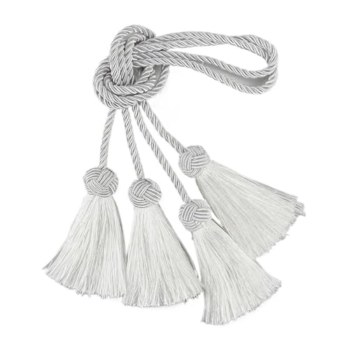 AMENGJ Quaste Vorhangschnur 1 Paar Quaste Vorhang Raffhalter Zimmer Zubehör Vorhang Schnalle Halter Seil Handgemachte Webart Quaste Fringe Verband Hause Dekoration(White) von AMENGJ