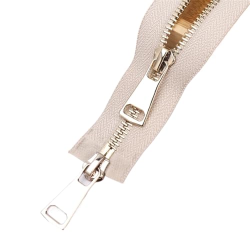 AMENGJ Zips for Sewing 5# 70 cm Metallreißverschluss Offener Doppelschieber Zwei-Wege-Reißverschluss Austauschbare Jacke Mantel Reparatur Reißverschluss DIY Nähzubehör(Beige) von AMENGJ